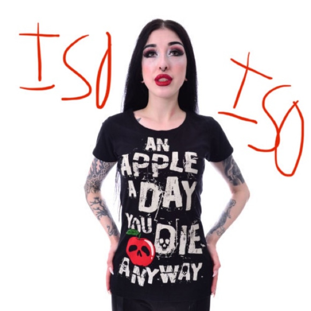 ‘An Apple a day, you die anyway’ Cupcake Cult T-shirt